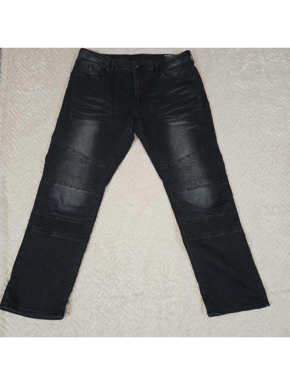 Buffalo David Bitton Black Moto Skinny Jeans Coated Stretch Biker Pants W36 L30 - Picture 2 of 9